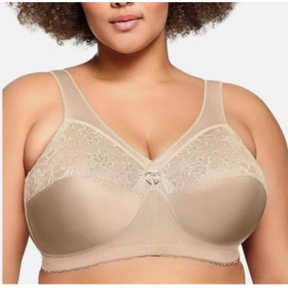 Glamorise 38G bra no wire soft cup magiclift full support  nude